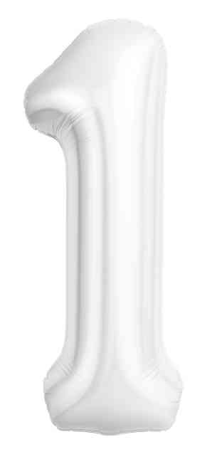 Шар фольга Цифра 40" AG Slim Белый блеск "1" (упак)