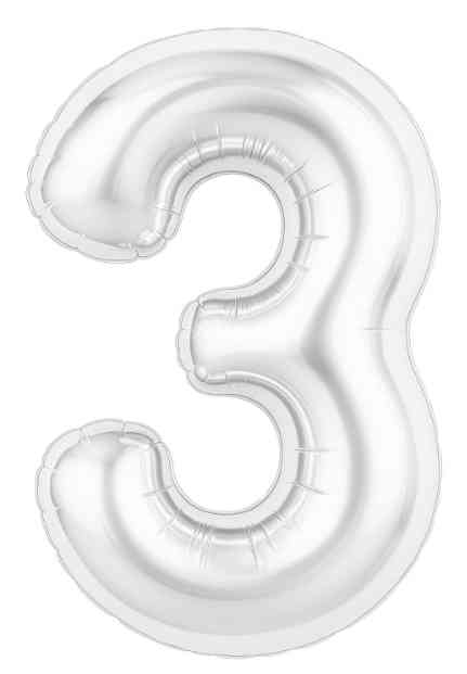 Шар фольга Цифра 40" AG Slim Белый блеск "3" (упак)