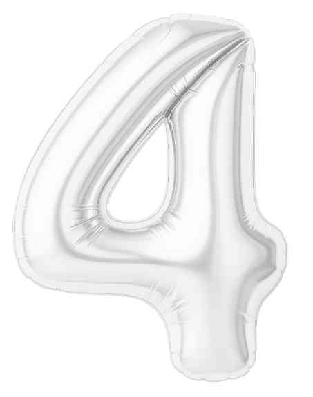 Шар фольга Цифра 40" AG Slim Белый блеск "4" (упак)