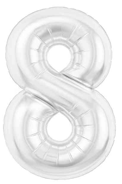 Шар фольга Цифра 40" AG Slim Белый блеск "8" (упак)