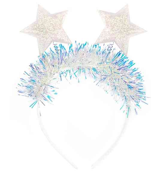 Ободок Сверкающие звезды Белый с блестками ВВ