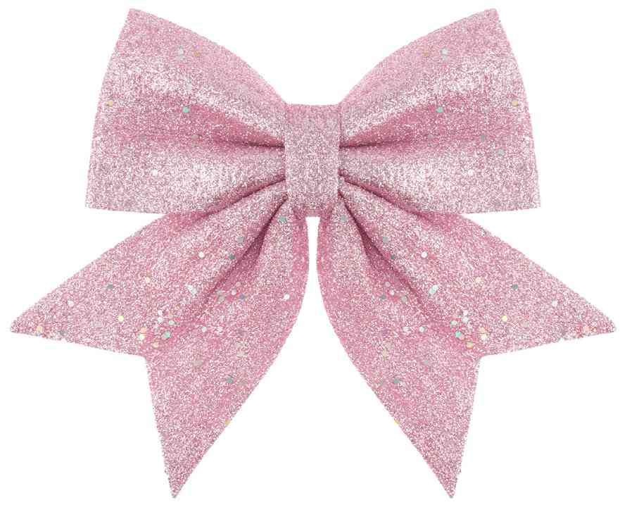 Декоративное украшение бант Праздничный Розовый с блестками 15х20см ВВ