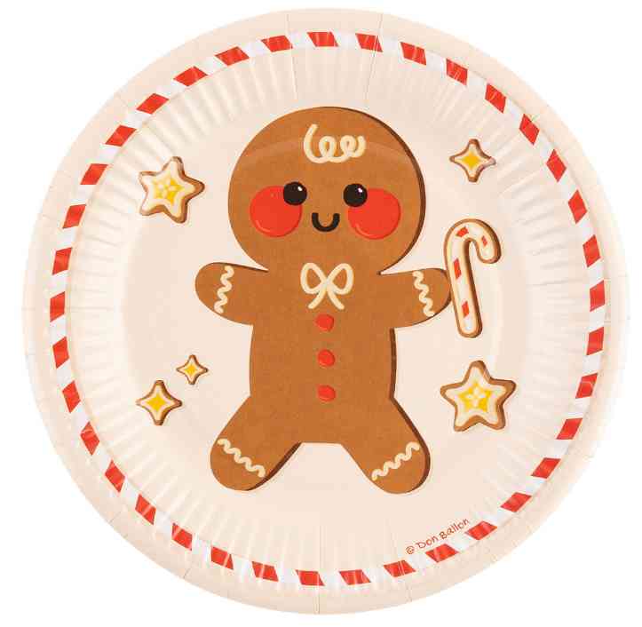Тарелки бумажные 180 мм, 6 шт. Пряничный человечек