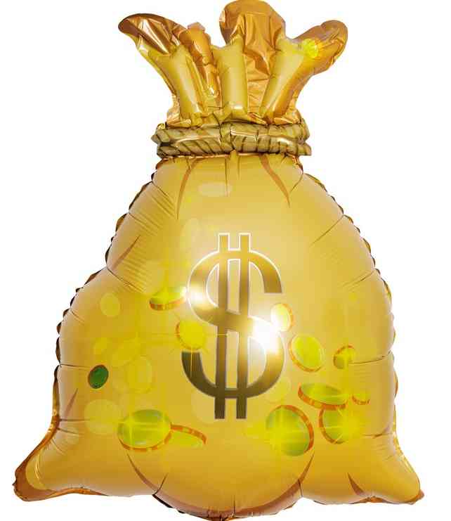 Шар фольга фигура Мешок денежный Доллар 32" 81смВЗ (упак)