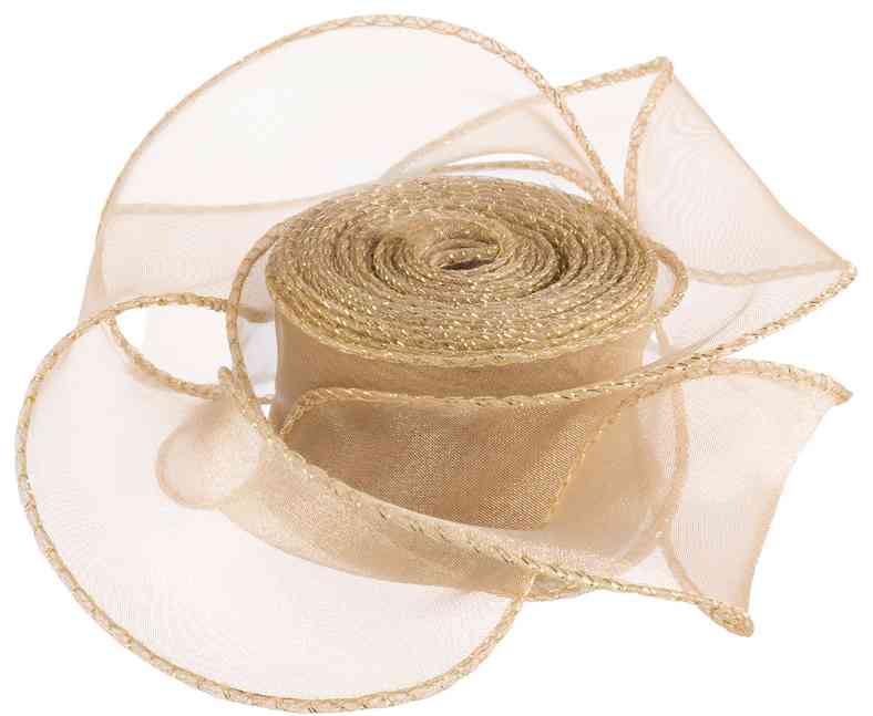 Лента Органза с леской 4х9,14м Золотая кайма Золото