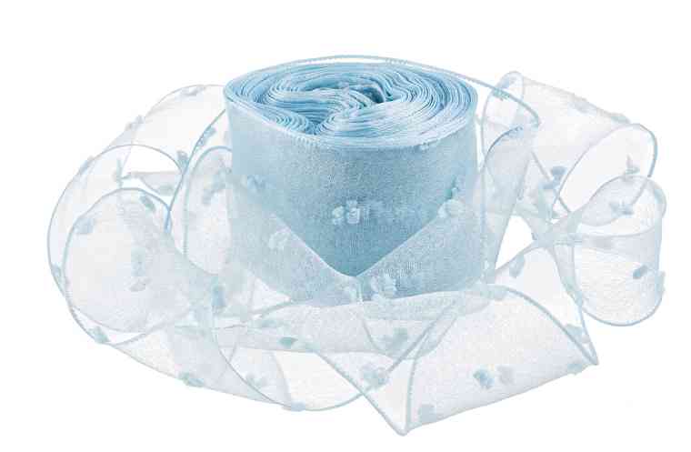 Лента органза 4х9,14м Воздушные точки Голубой