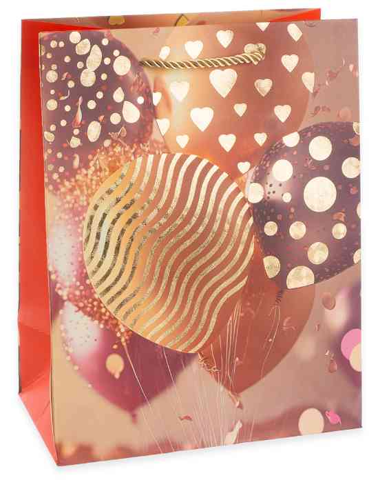 Пакет бумажный XL 31х41см Невероятные шарики Дизайн №2 Золото Металлик