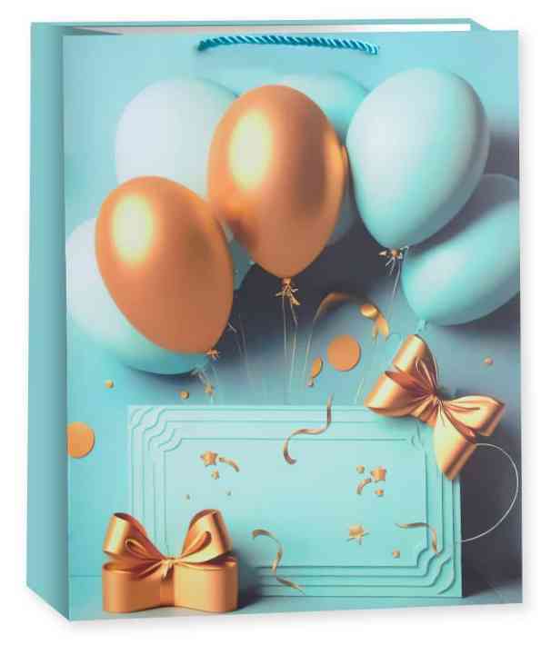 Пакет бумажный M 18х23см Праздничные шары Дизайн №4