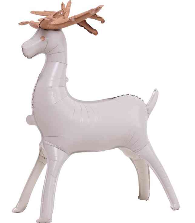 Шар фольга фигура AIR Олень кремовый Золотые рога 48" 122смВЗ (упак)