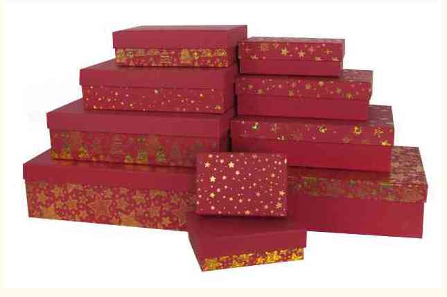 НГ Коробка прямоугольник 17х12х5см Новогодний КрасныйЗолото Металлик