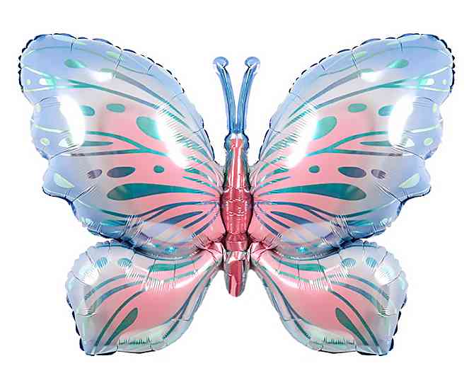Шар фольга фигура Воздушная бабочка ГолубойРозовый 40" 102смFL (упак)