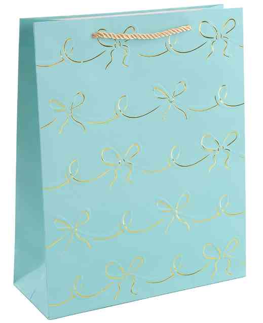 Пакет бумажный M 18х23см Милые бантики Дизайн №2 Бирюзовый Металлик