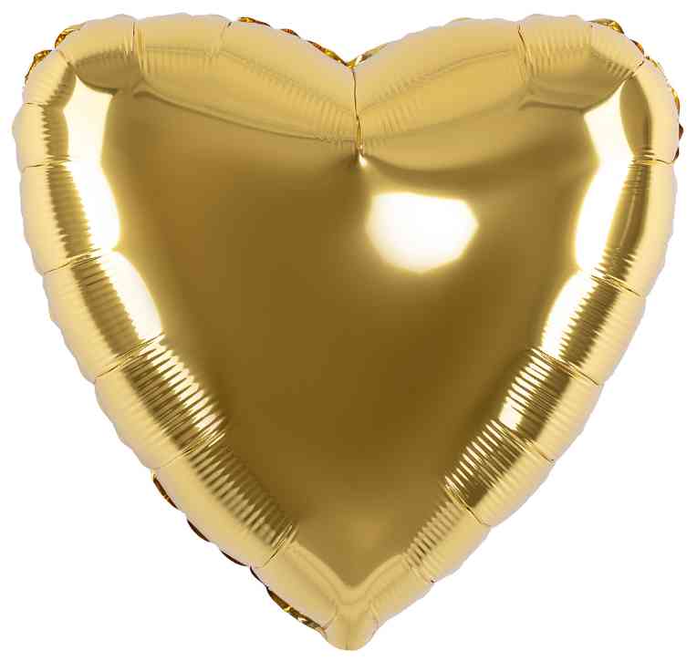 Шар фольга без рисунка 18"Fm сердце металлик Золото