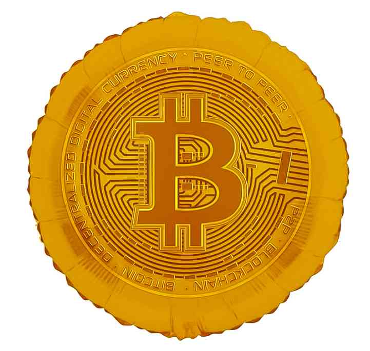 Шар фольга с рисунком 18"FL Круг Биткоин Золото