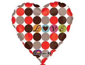 Шар фольга 18''/An сердце I LOVE YOU Любовный узор