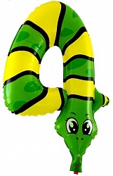 Шар фольга Цифра 16"FL Животные "4" Змея (с клапаном)