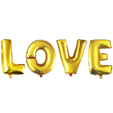 Шар фольга Буквы надпись LOVE Золото Gold FL 16'' 41см (уп4)