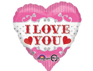 Шар фольга 18''/An сердце I LOVE YOU Сердца серебрянные