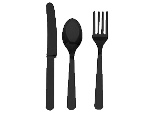 Столовые приборы пластик набор Black (уп24)