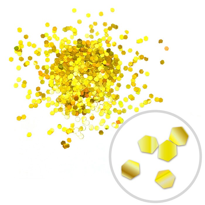 Глиттер 100г Блестки лазерный золотой 2,5мм