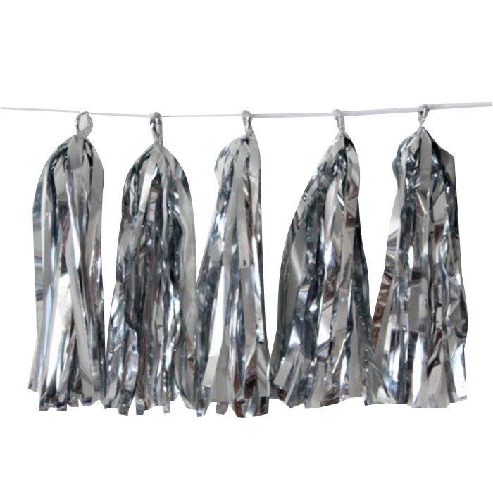 Гирлянда Тассел фольга Серебро 35х12см