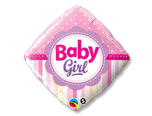 Шар фольга 18''/QL ромб BABY GIRL Горошек Полоски