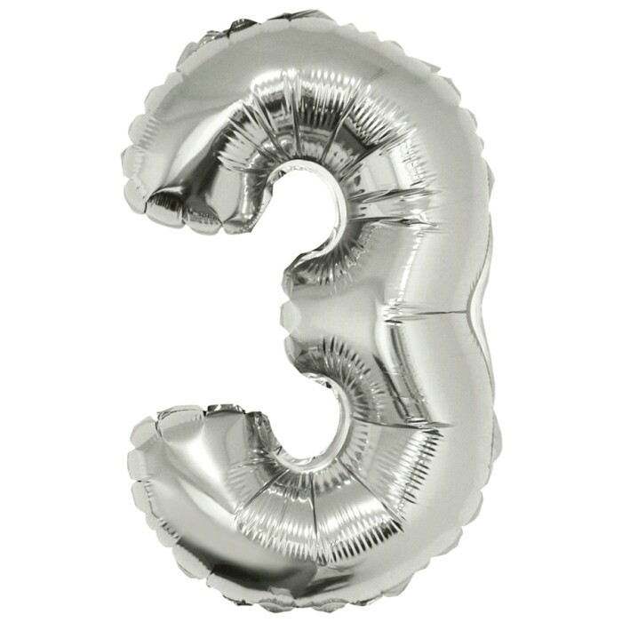 Шар фольга Цифра 40"/КА Серебро Silver "3"