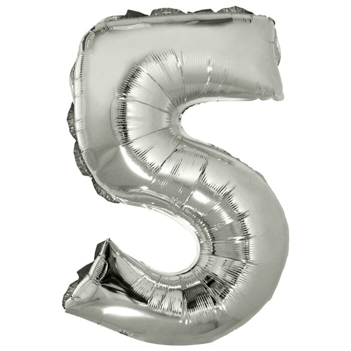 Шар фольга Цифра 40"/КА Серебро Silver "5"
