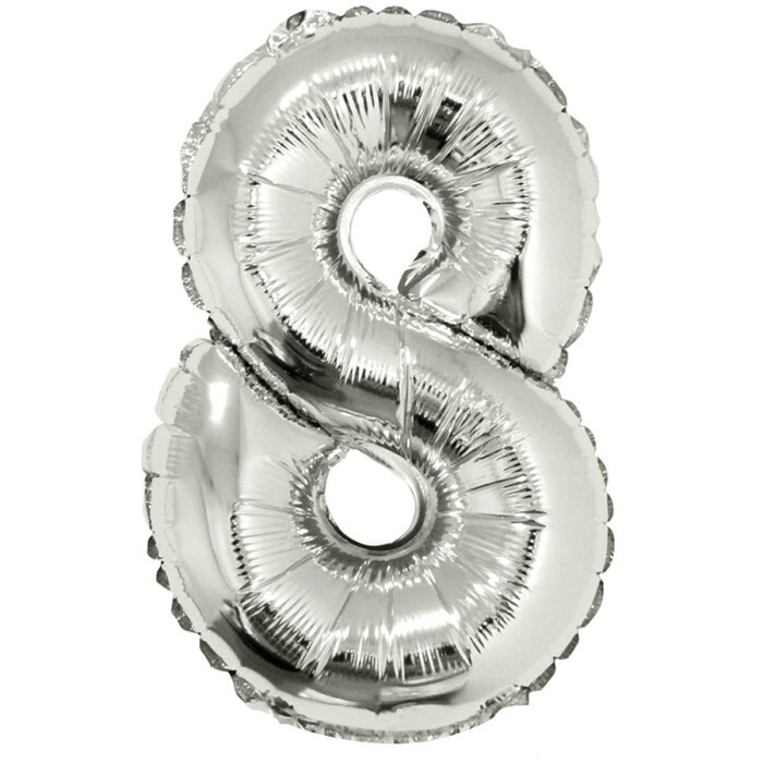 Шар фольга Цифра 40"/КА Серебро Silver "8"