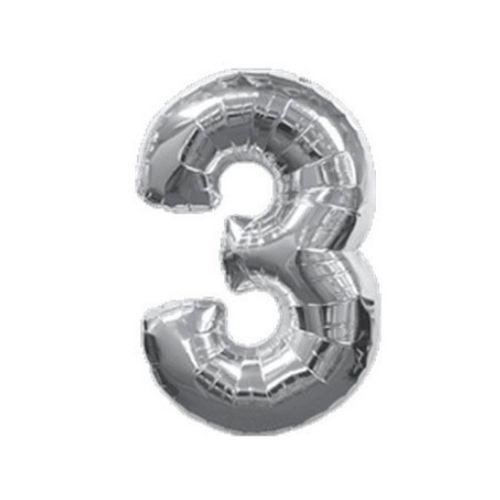 Шар фольга Цифра 16"/КА Серебро "3"