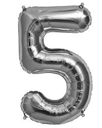 Шар фольга Цифра 16"/КА Серебро "5"