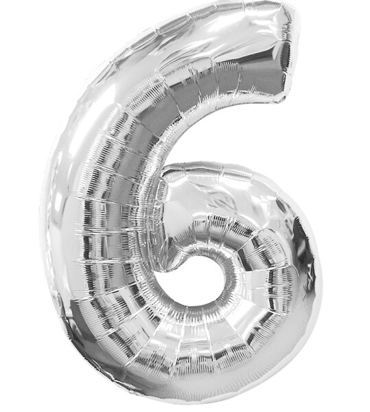 Шар фольга Цифра 16"/КА Серебро "6"