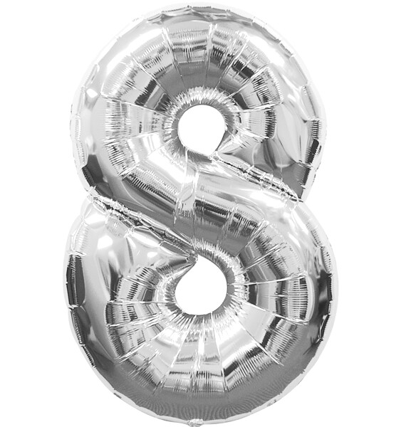 Шар фольга Цифра 16"/КА Серебро "8"