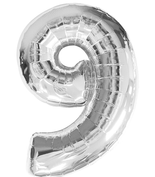 Шар фольга Цифра 16"/КА Серебро "9"