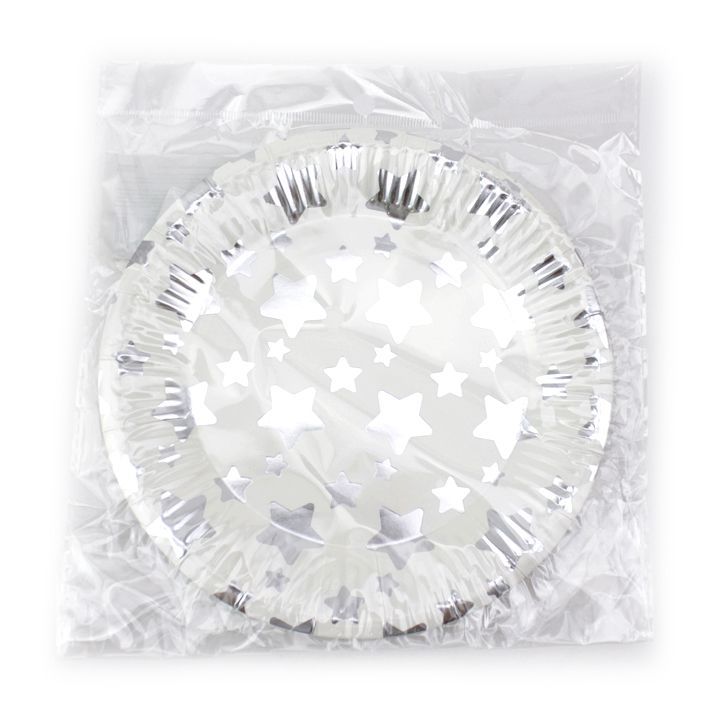 Тарелки бумажные 180 мм, 6 шт. Звёзды серебряные