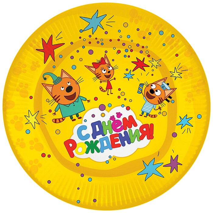 Тарелки бумажные 180 мм, 6 шт. Три Кота