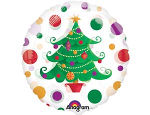 Шар фольга 18''/An круг С Новым годом Елка кристалл