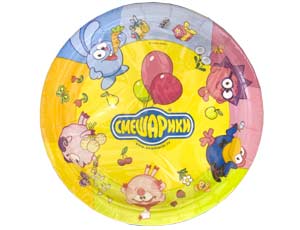 Тарелки бумажные 17 см, 8 шт. Смешарики, в ассортименте