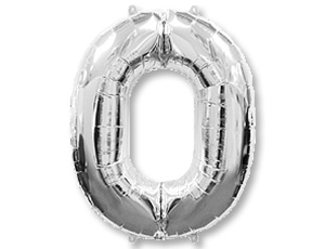 Шар фольга Цифра 40''/Fm Серебро Silver "0"