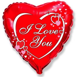 Шар фольга 18''/Fm сердце I LOVE YOU с мелкими сердцами