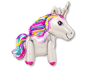 Шар фольга фигура AIR Единорог радужный Белый 22" 55см ВЗ (единорог)