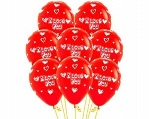 Шар латекс 12"/Sp пастель I LOVE YOU Красный 015 (50шт)