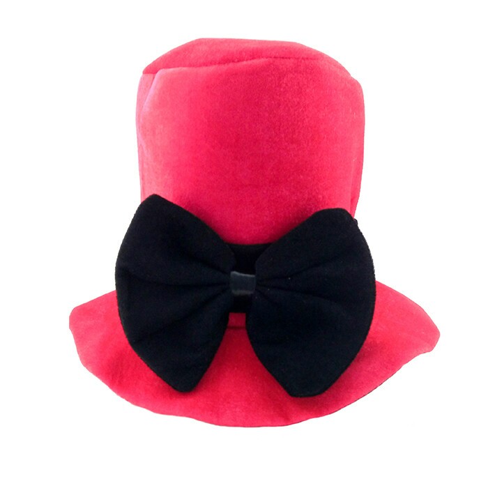 Шляпа текстиль Цилиндр с бантом пурпурная