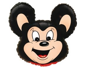 Шар фольга фигура голова Маус Майти черный 68х76см 79л 27"х30" Fm