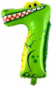 Шар фольга Цифра 16" FL Животные "7" Крокодил (с клапаном)