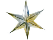 Звезда бумага шестиконечная 60см золото/серебро