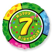 Шар фольга Цифра 18"/Fm круг Happy Birthday "7"