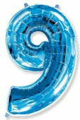 Шар фольга Цифра 40''/Fm Синяя Blue "9"