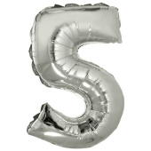 Шар фольга Цифра 40"/КА Серебро Silver "5"