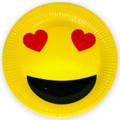 Тарелки бумажные 230 мм, 6 шт. Смайл жёлтый влюблённый